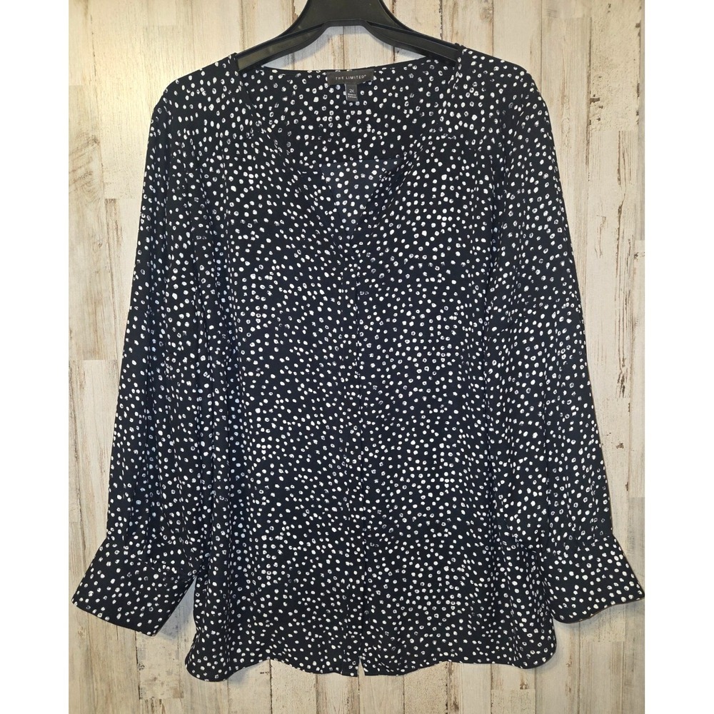 The Limited size 2X Polka Dot Chiffon Button Shirt Top Blouse Long Sleeve